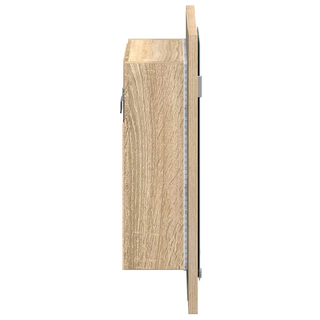 Spoguļskapītis vannasistabai ar LED apgaismojumu, ozols, 40x12x45 cm, akrils