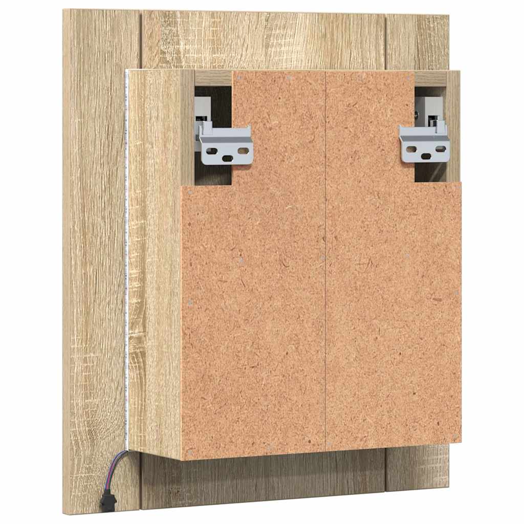 Spoguļskapītis vannasistabai ar LED apgaismojumu, ozols, 40x12x45 cm, akrils