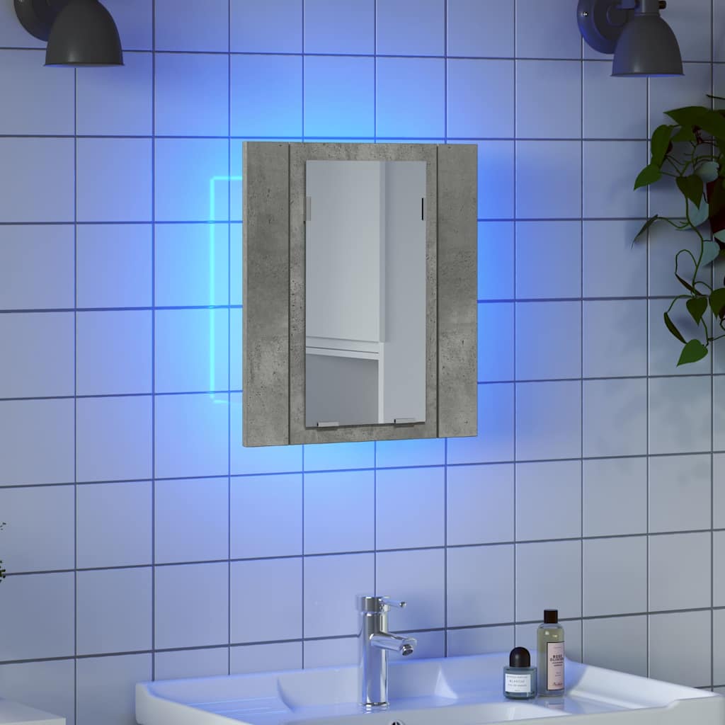 Spoguļskapītis vannasistabai ar LED, betona, 40x12x45cm, akrils