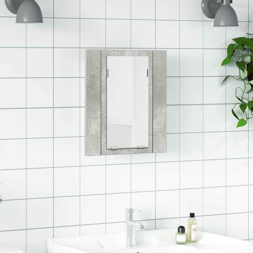Veidrodinė vonios spintelė su LED, betono, 40x12x45cm, akrilas