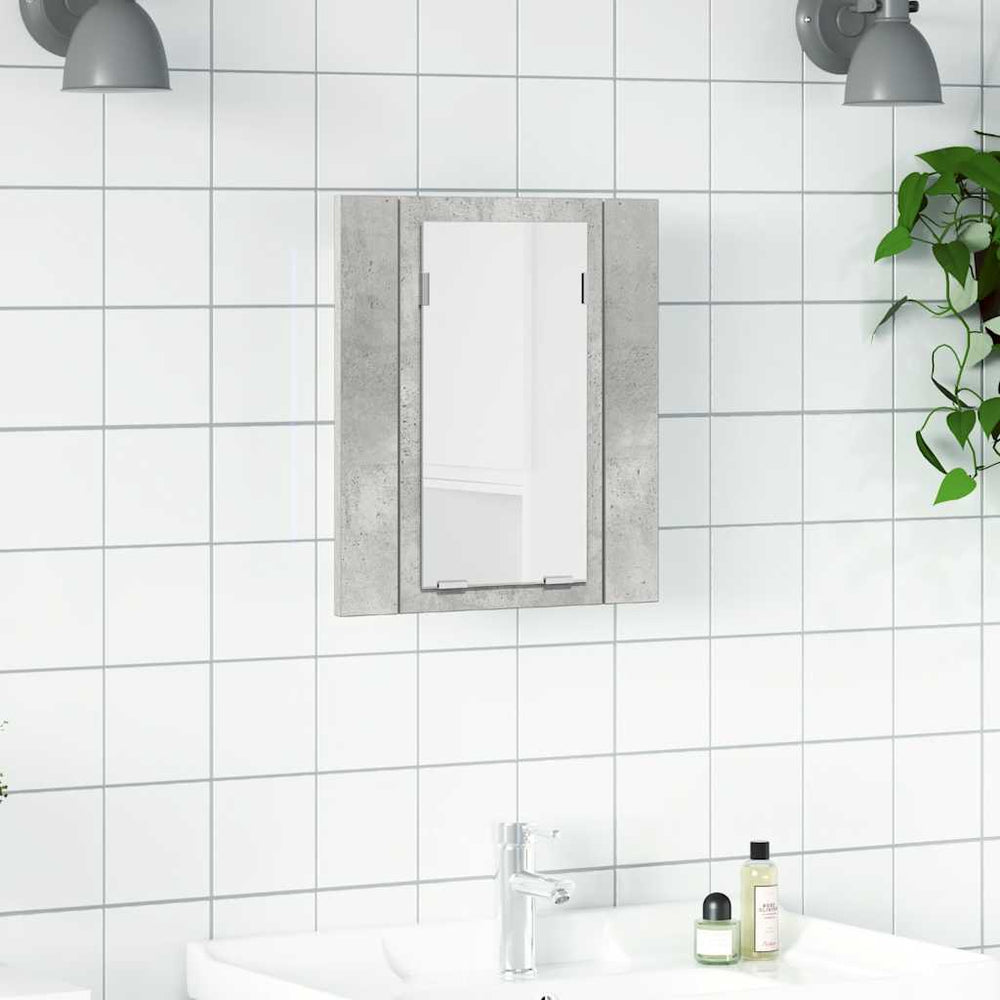 Veidrodinė vonios spintelė su LED, betono, 40x12x45cm, akrilas