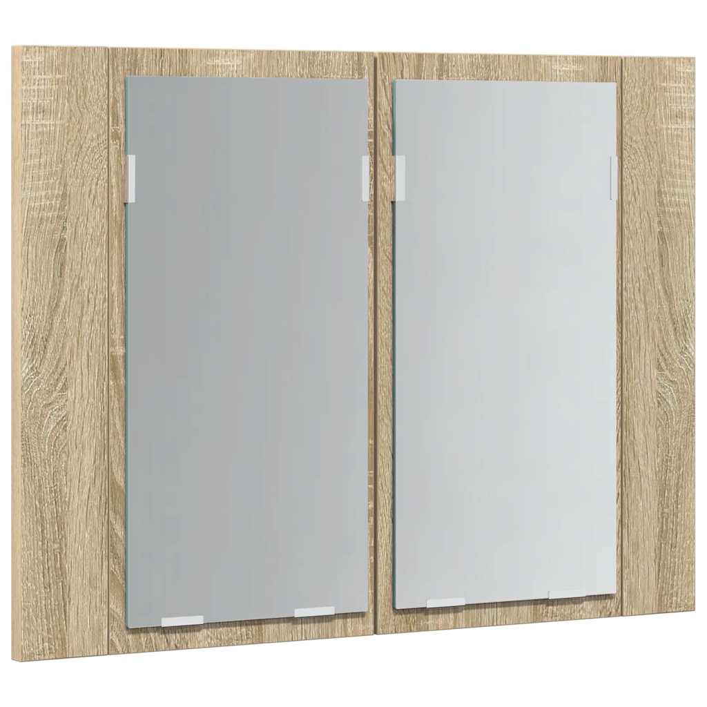 Spoguļvannas istabas skapītis ar LED, ozols, 60x12x45cm, akrils