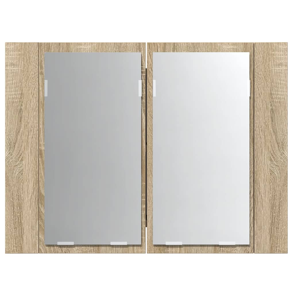 Spoguļvannas istabas skapītis ar LED, ozols, 60x12x45cm, akrils