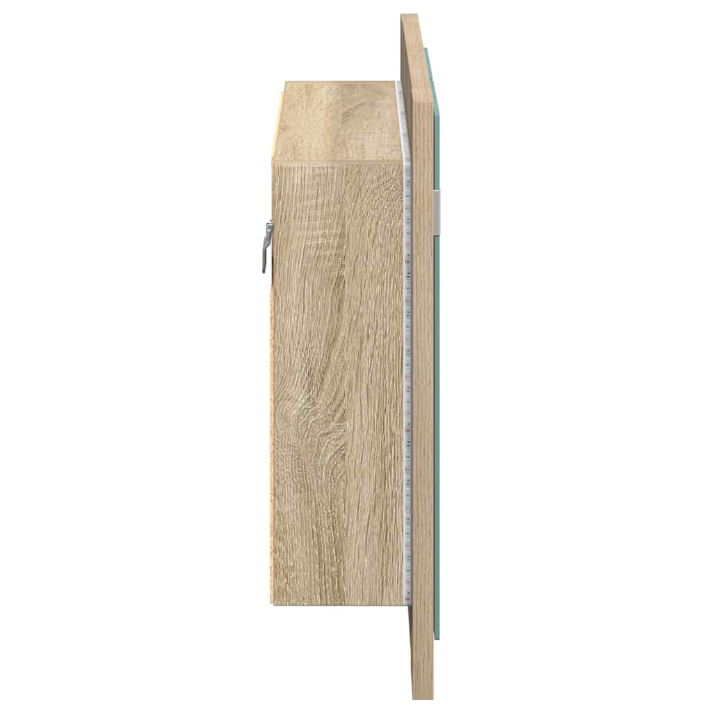Spoguļvannas istabas skapītis ar LED, ozols, 60x12x45cm, akrils