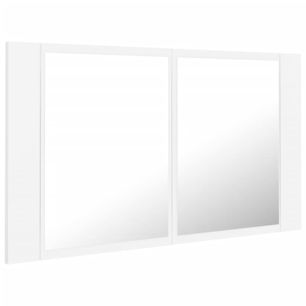 Spoguļa vannas istabas skapītis ar LED, balts, 80x12x45cm, akrils