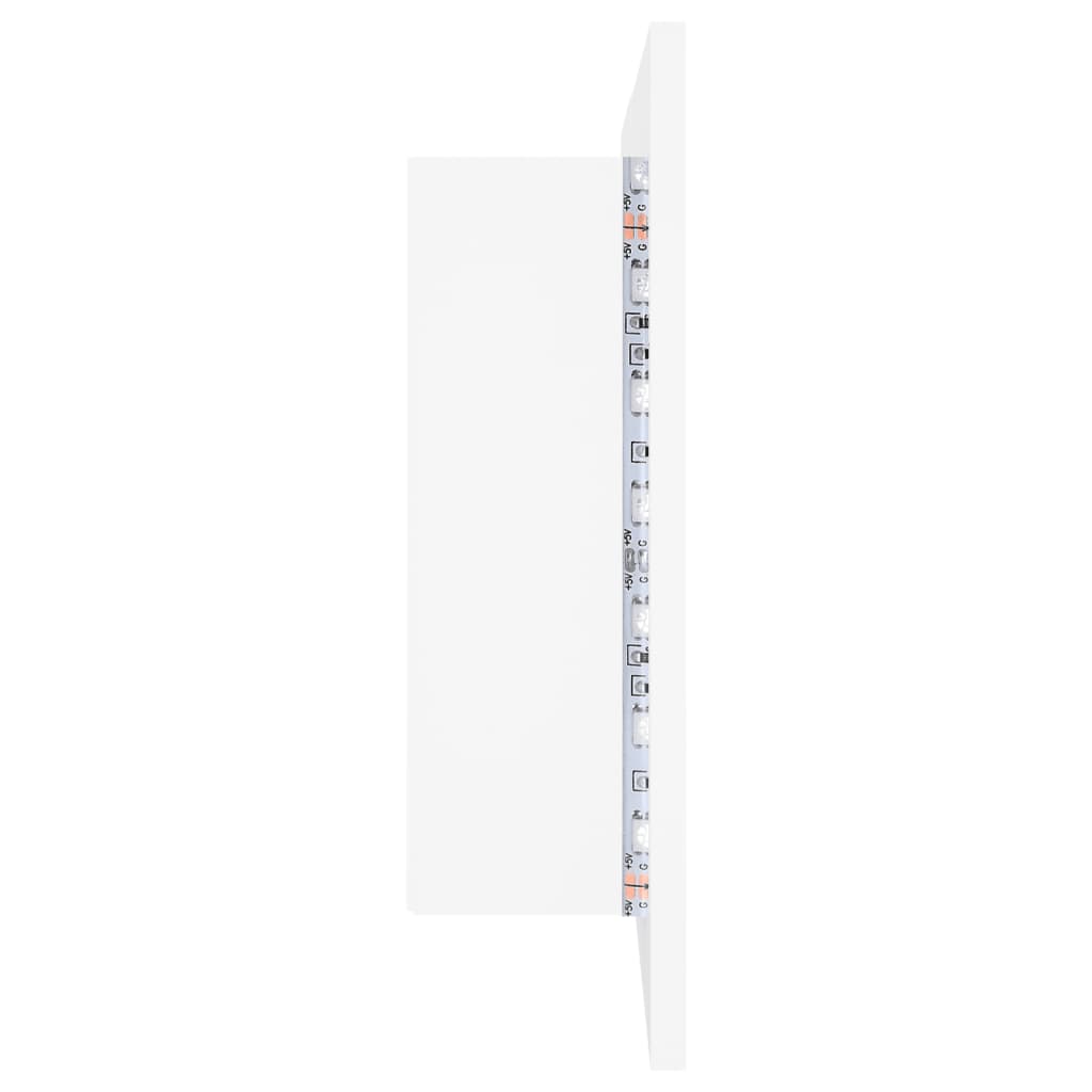 Spoguļa vannas istabas skapītis ar LED, balts, 80x12x45cm, akrils