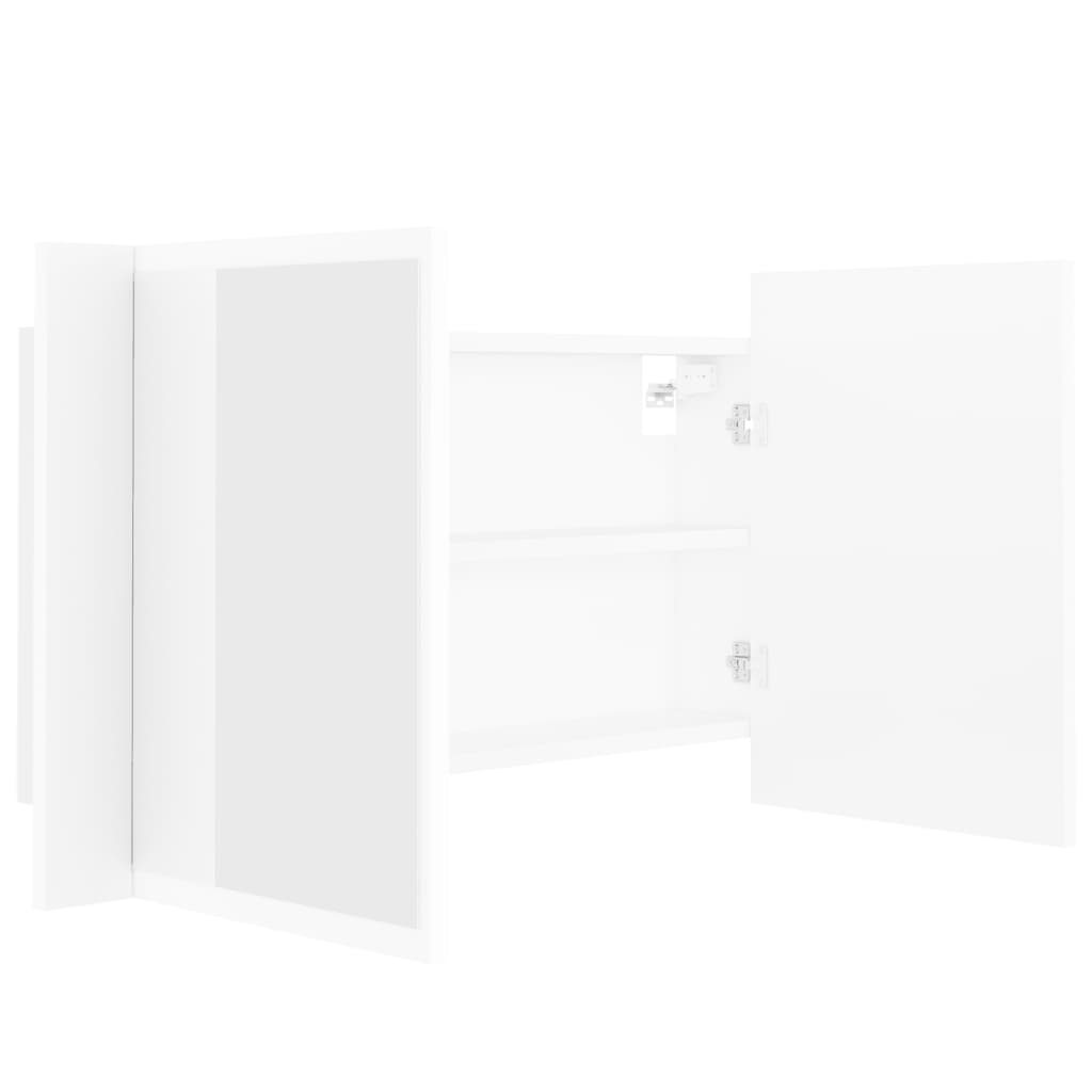 Spoguļa vannas istabas skapītis ar LED, balts, 80x12x45cm, akrils