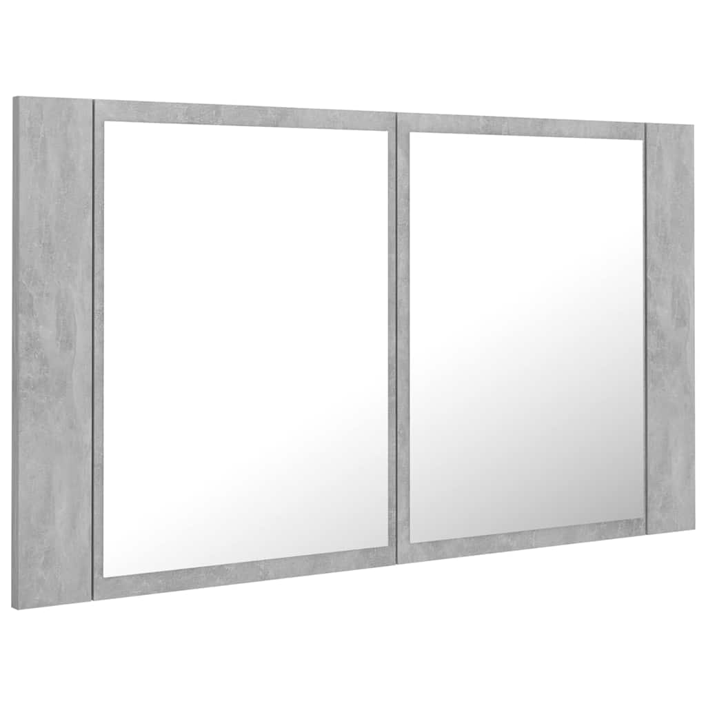 Spoguļskapis vannasistabai ar LED, betona krāsā, 80x12x45cm, akrils