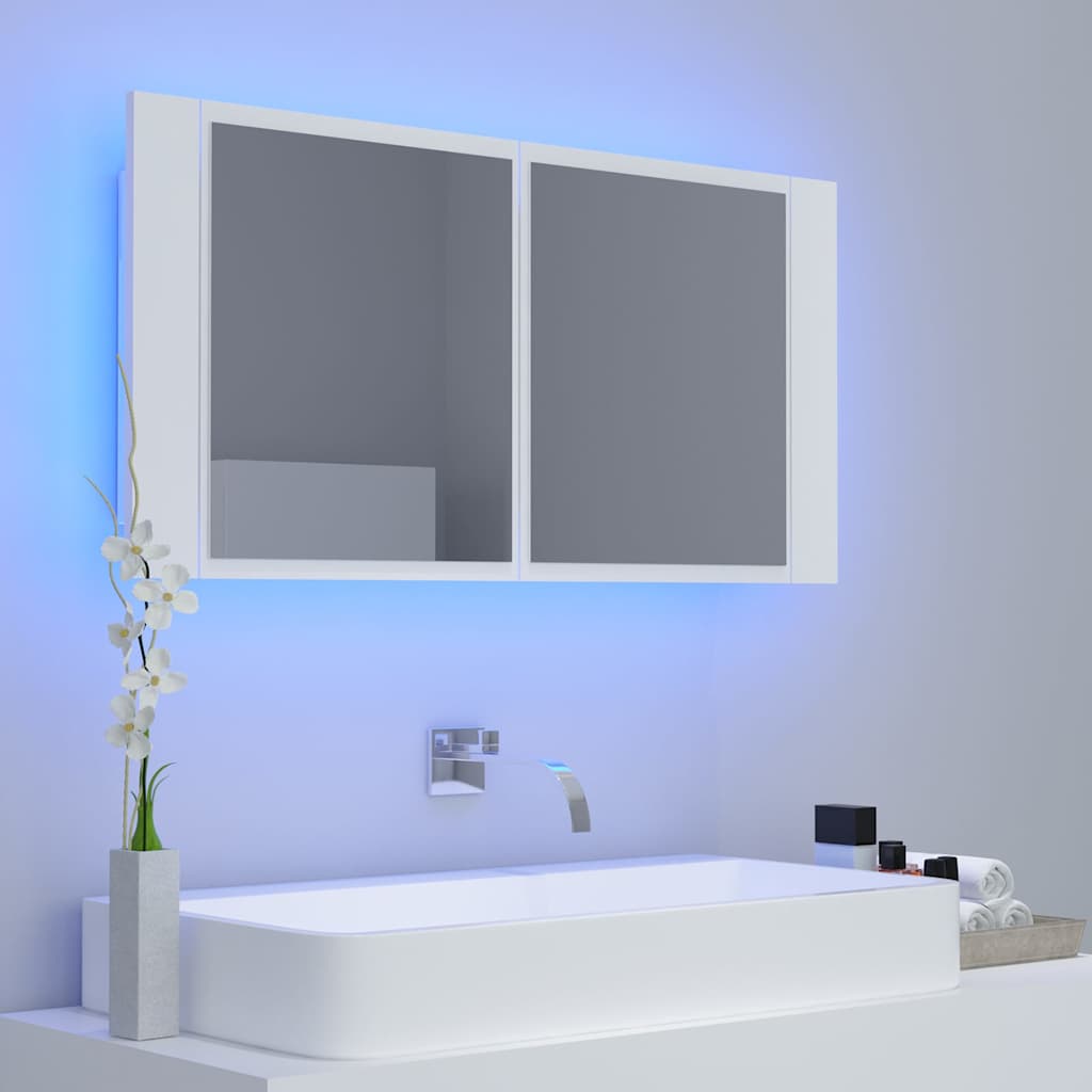 LED spoguļskapītis vannasistabai, balts, 90x12x45cm, akrils