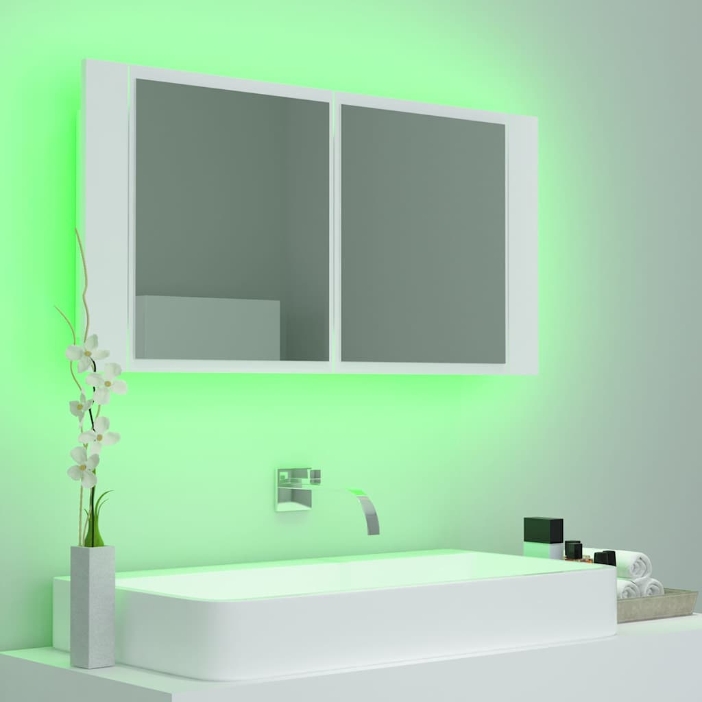 LED spoguļskapītis vannasistabai, balts, 90x12x45cm, akrils