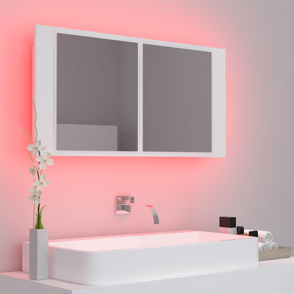 LED spoguļskapītis vannasistabai, balts, 90x12x45cm, akrils