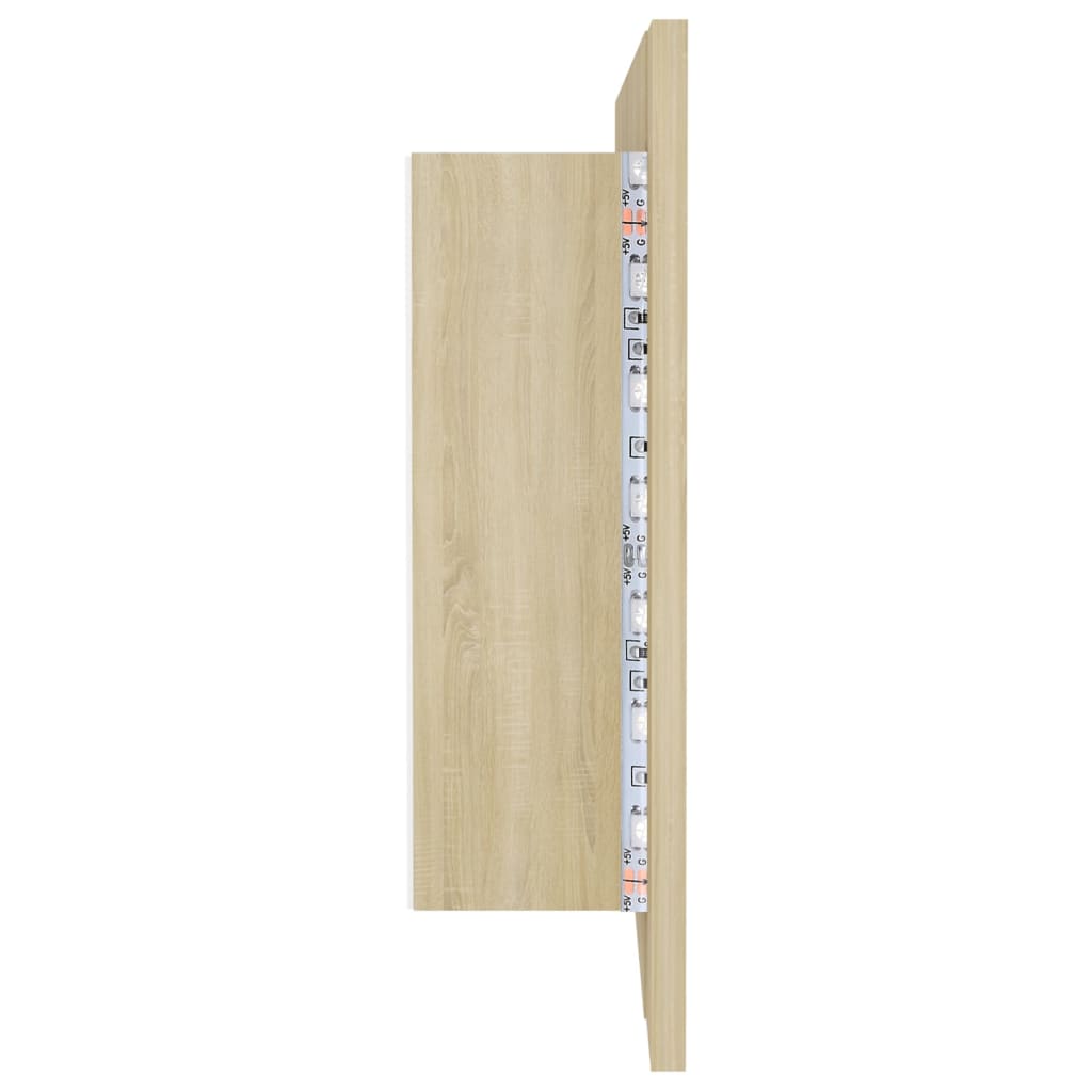 Spogulains vannas istabas skapītis ar LED, ozolkoks, 100x12x45cm, akrils