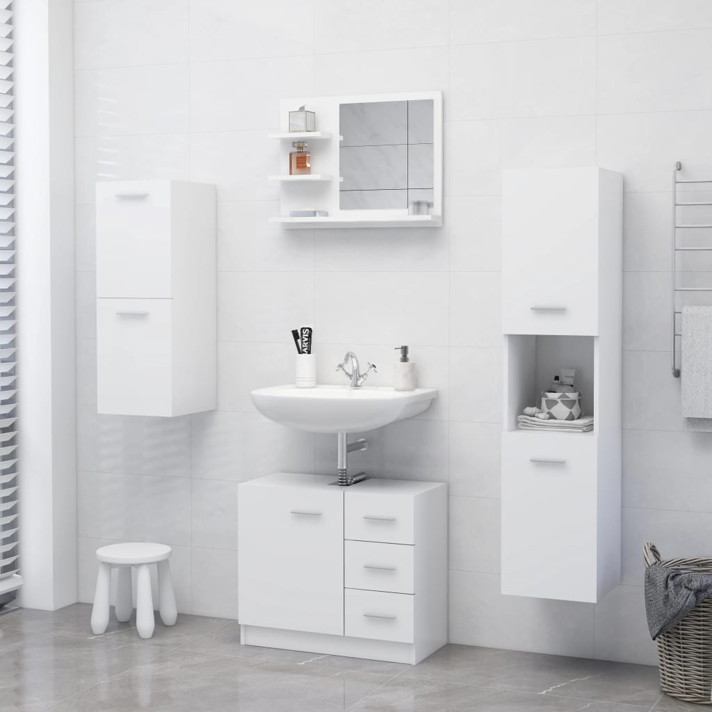 Vannas istabas spogulis, balts, 60x10,5x45 cm, koks