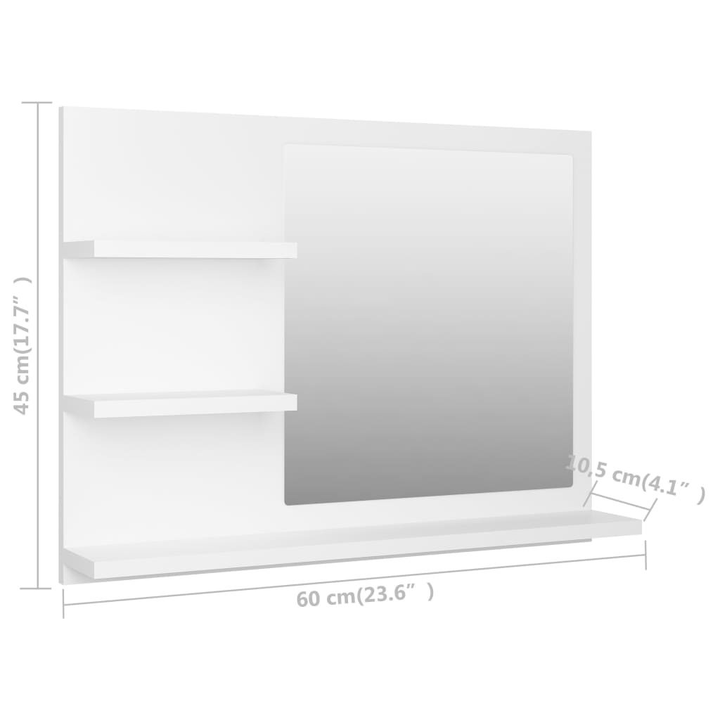 Vannas istabas spogulis, balts, 60x10,5x45 cm, koks