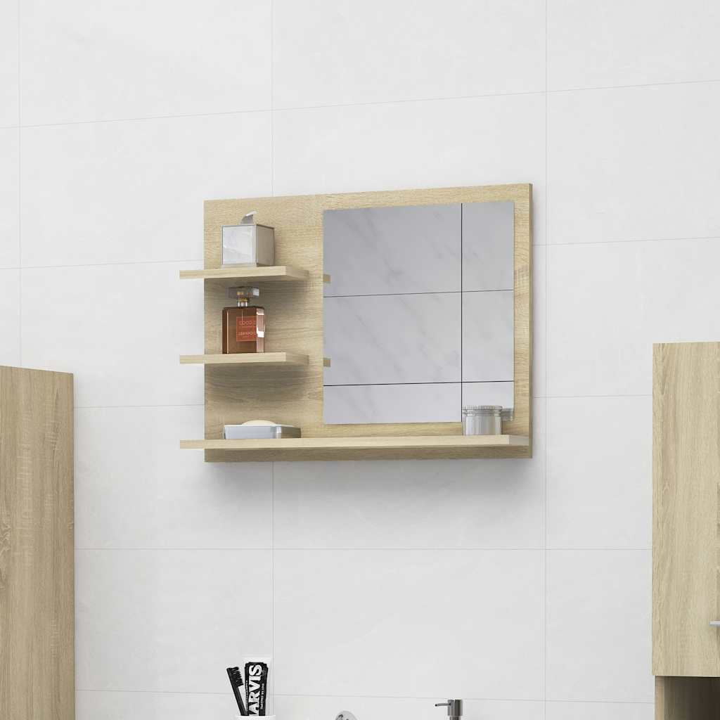 Bathroom mirror, oak, 60x10.5x45cm, wood