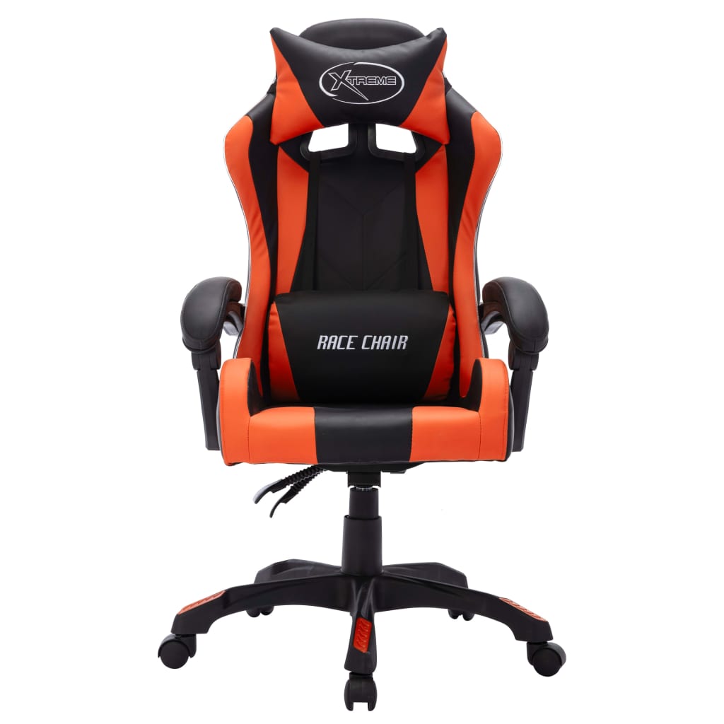 Gaming Chair with LED Lights, Orange and Black, Artificial Leather