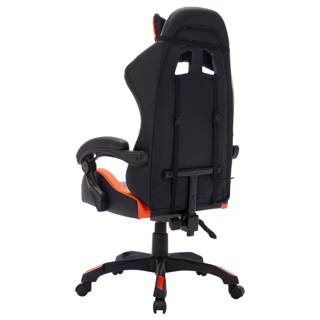 Gaming Chair with LED Lights, Orange and Black, Artificial Leather