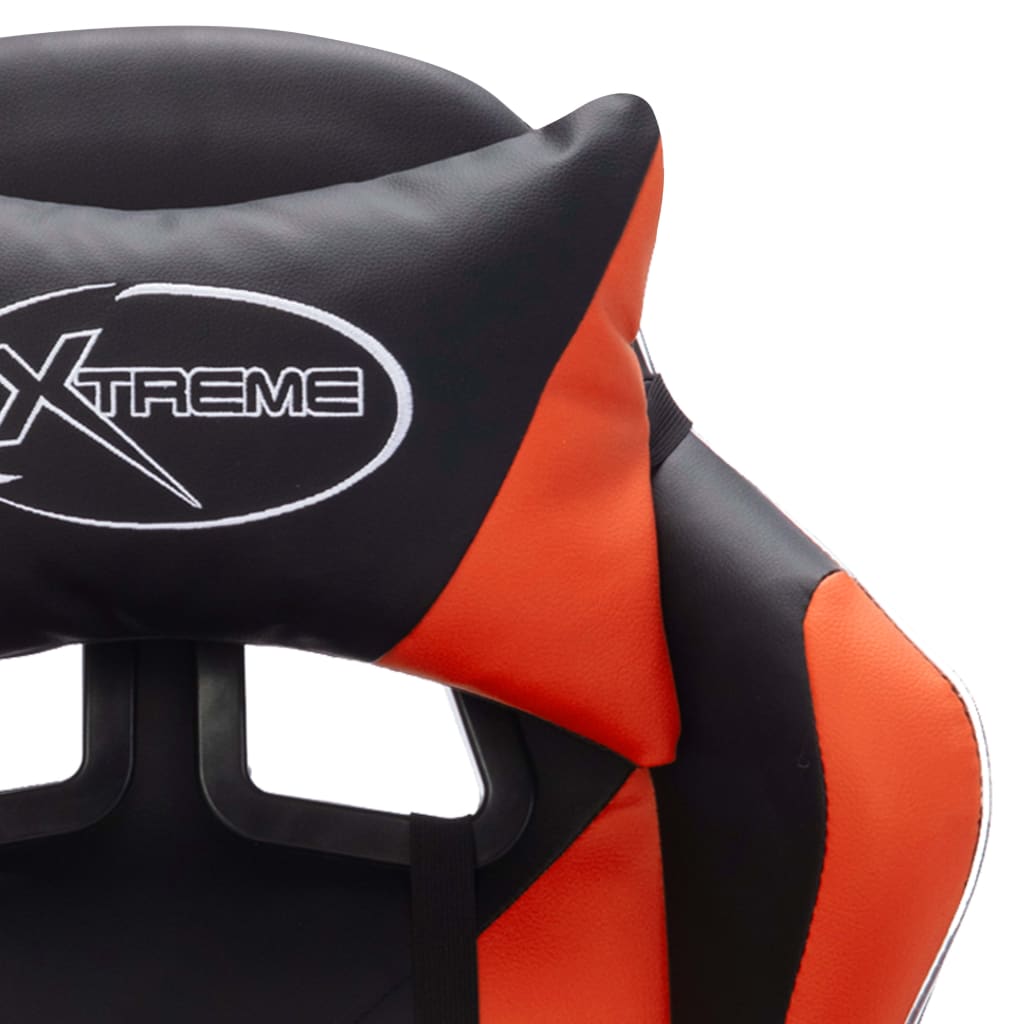 Gaming Chair with LED Lights, Orange and Black, Artificial Leather