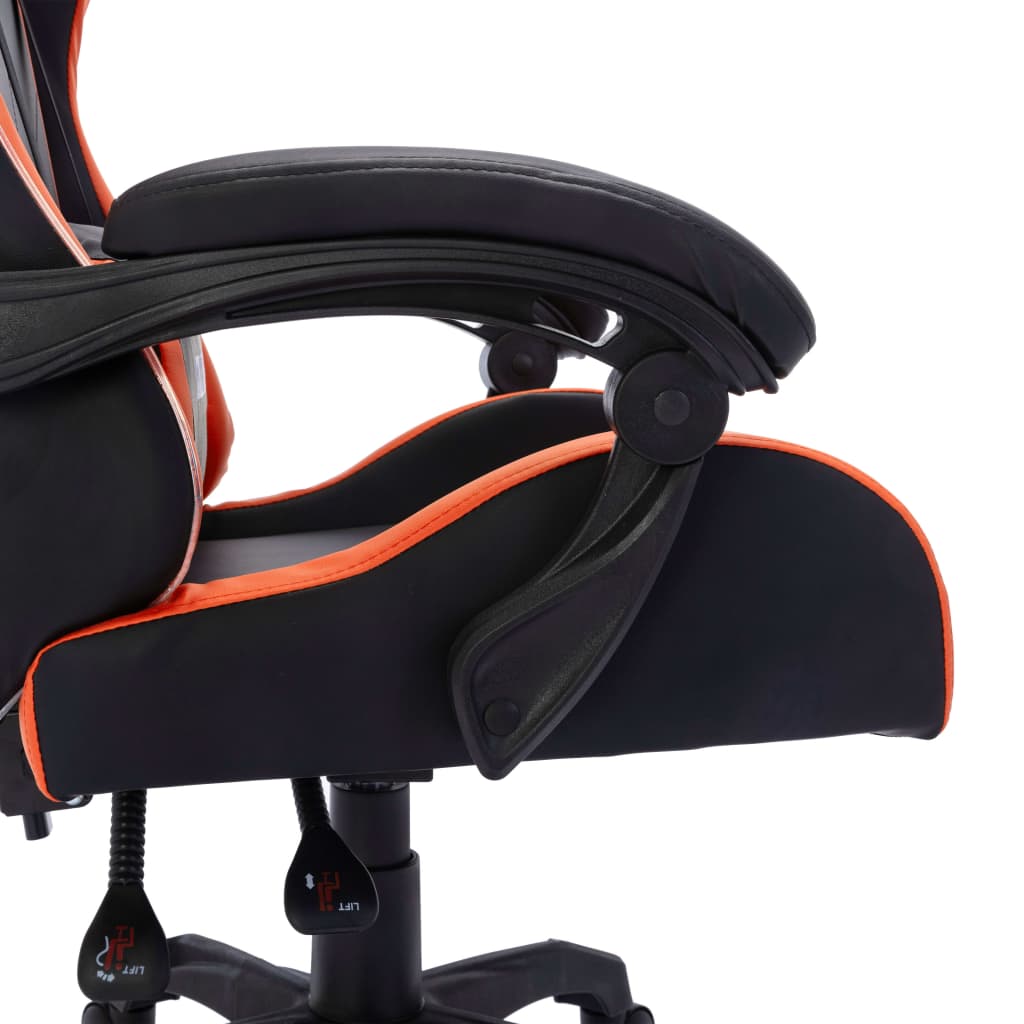 Gaming Chair with LED Lights, Orange and Black, Artificial Leather