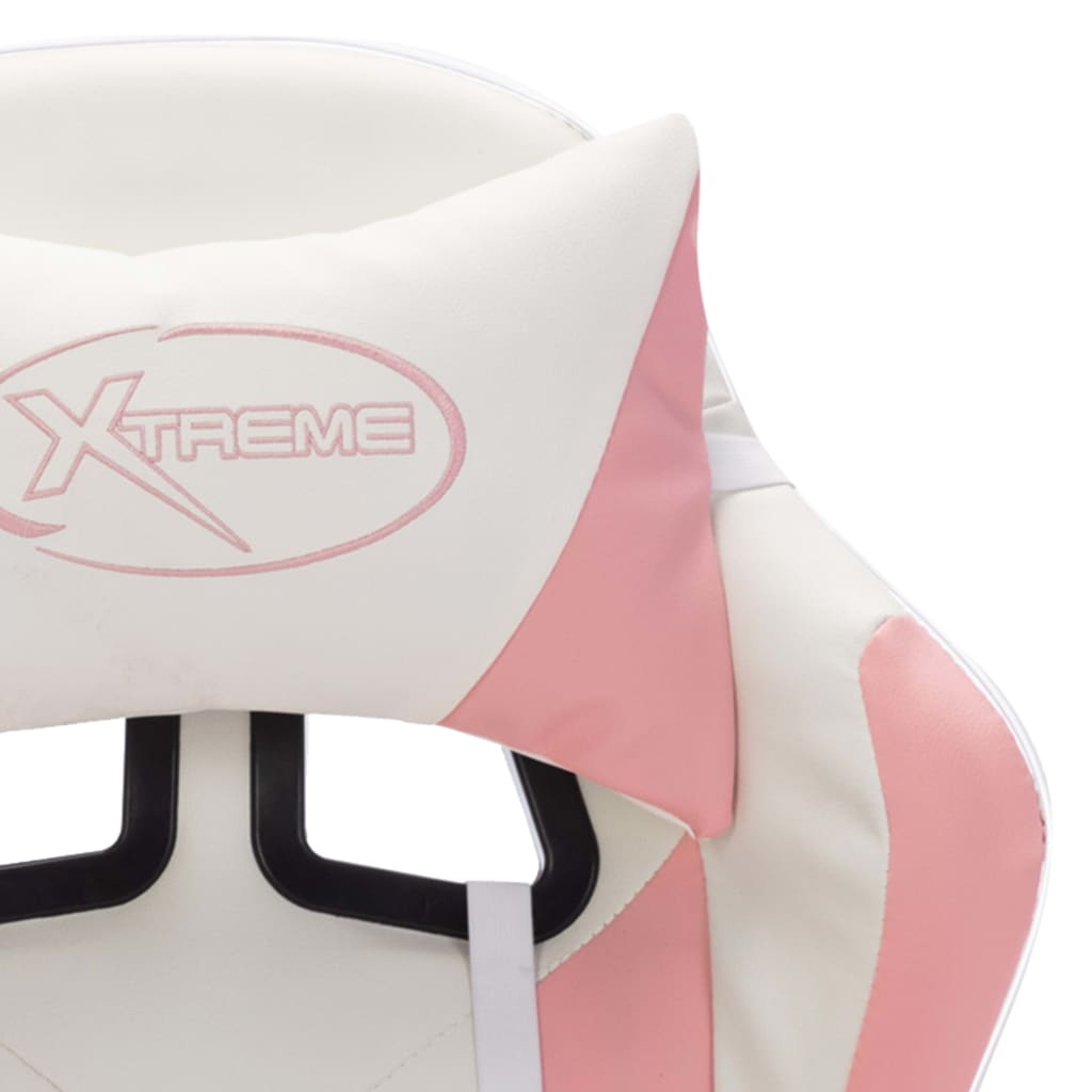 Gaming chair with LED lights, pink and black, faux leather