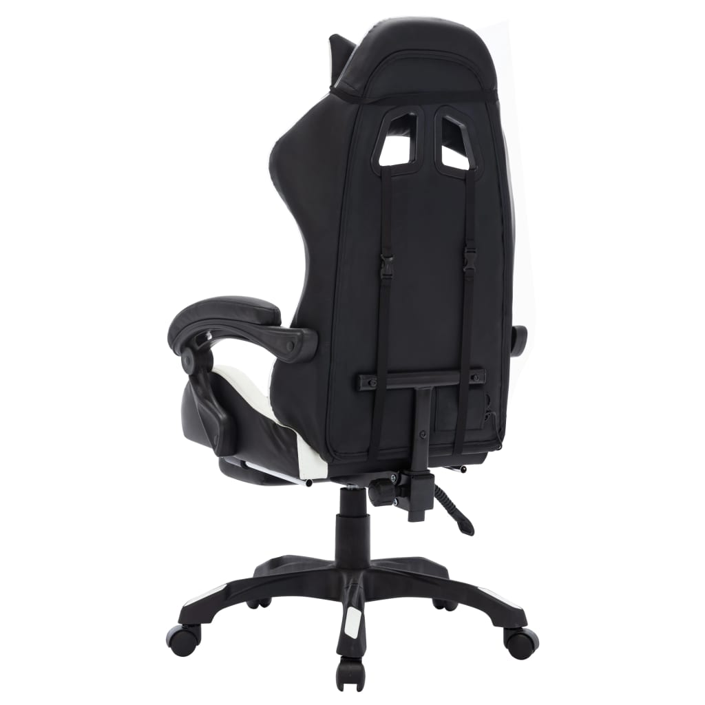 Gaming chair with LED lights, white and black, artificial leather