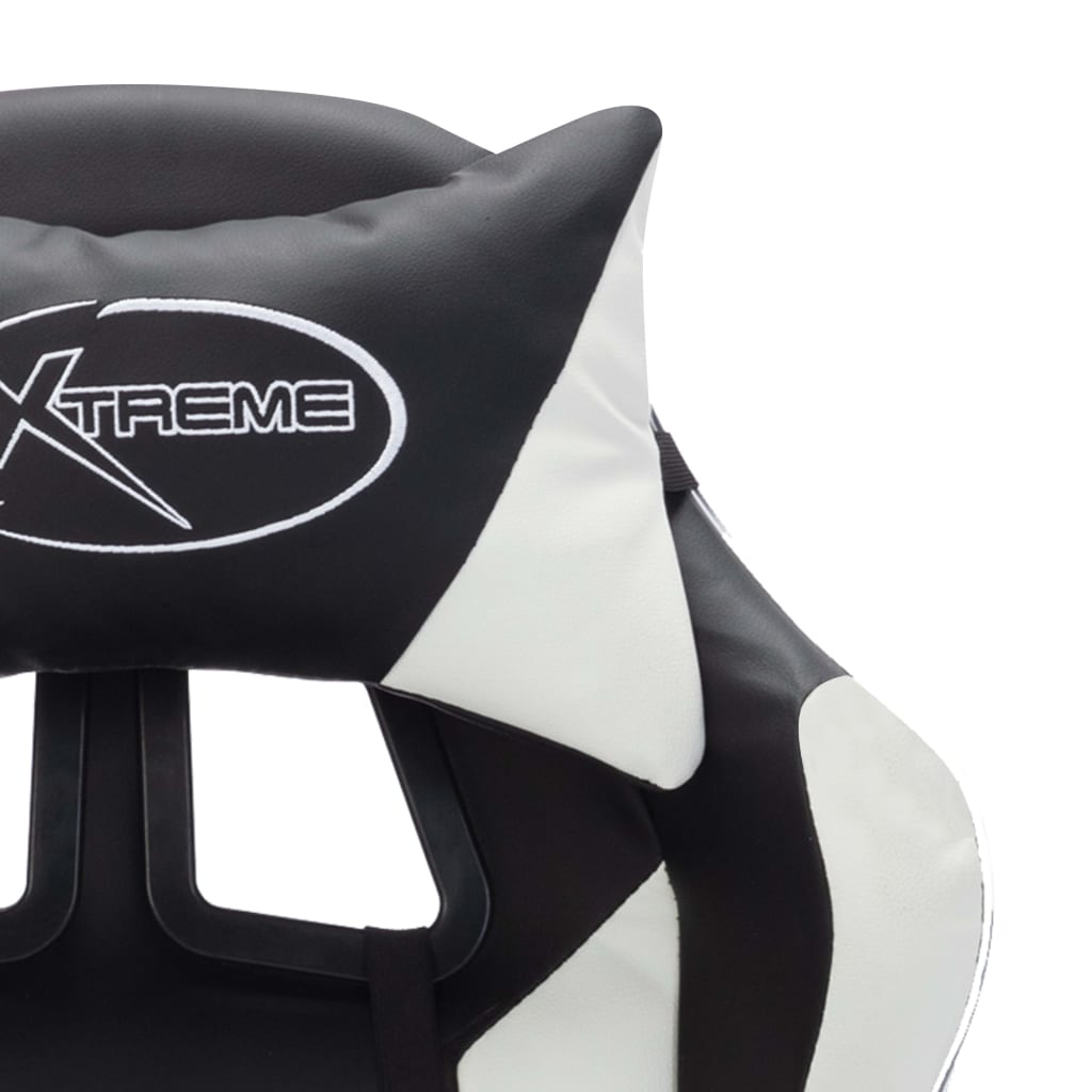 Gaming chair with LED lights, white and black, artificial leather