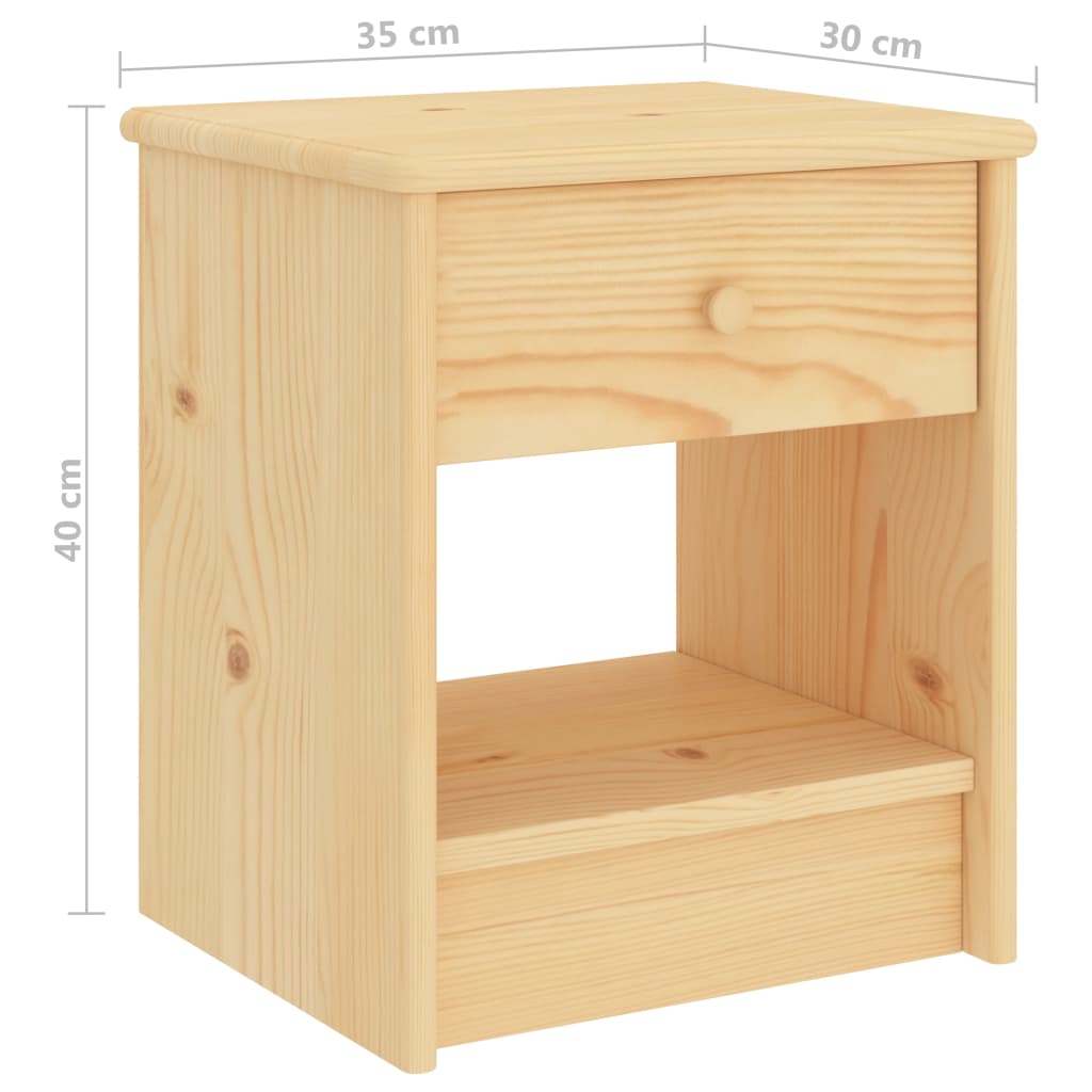 Bedside table, light wood, 35x30x40cm, solid pine