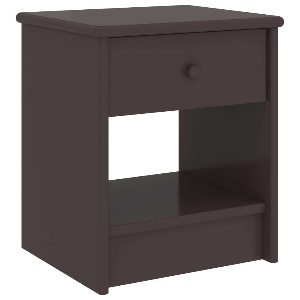 Bedside table, dark brown, 35x30x40cm, solid pine