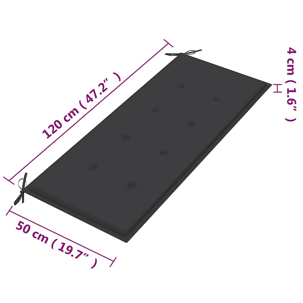 Divvietīgs dārza sols ar spilvenu, 120 cm, eikalipta masīvkoks