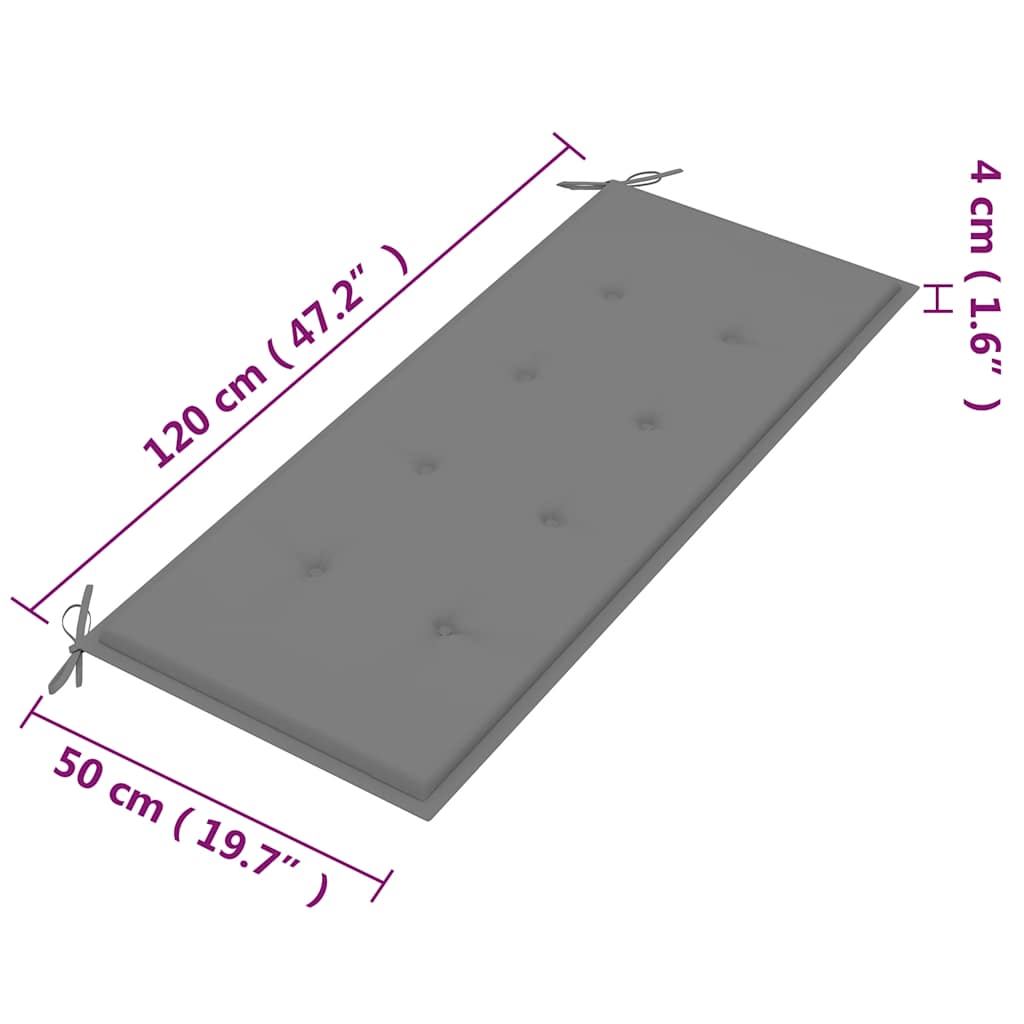 Divvietīgs dārza sols ar spilvenu, 120 cm, eikalipta masīvkoks