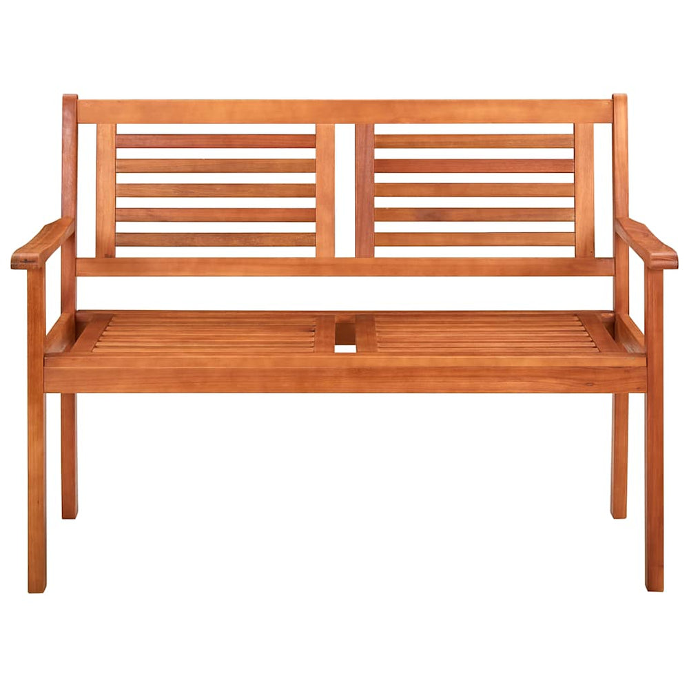 Two-seater garden bench with cushion, 120cm, solid eucalyptus wood
