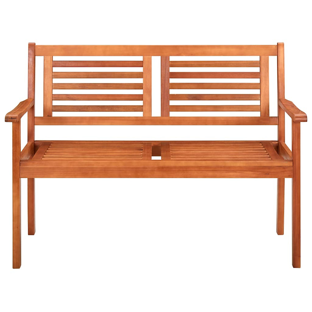 Two-seater garden bench with cushion, 120cm, solid eucalyptus wood