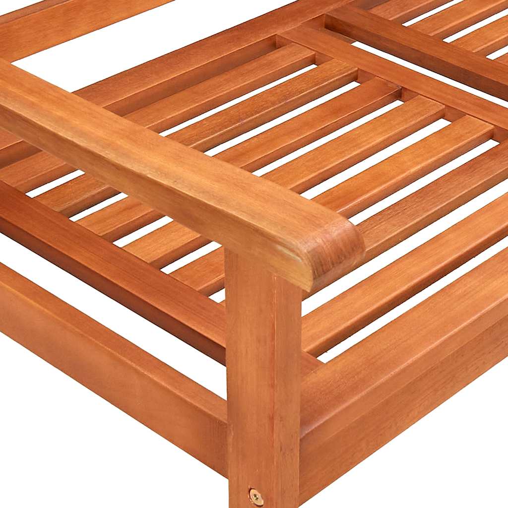 Two-seater garden bench with cushion, 120cm, solid eucalyptus wood