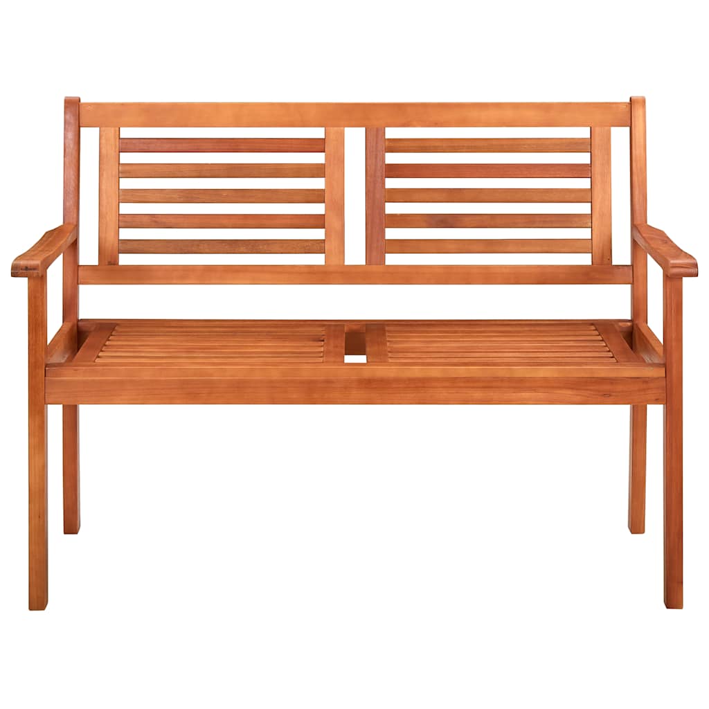 Two-seater garden bench with cushion, 120cm, solid eucalyptus wood