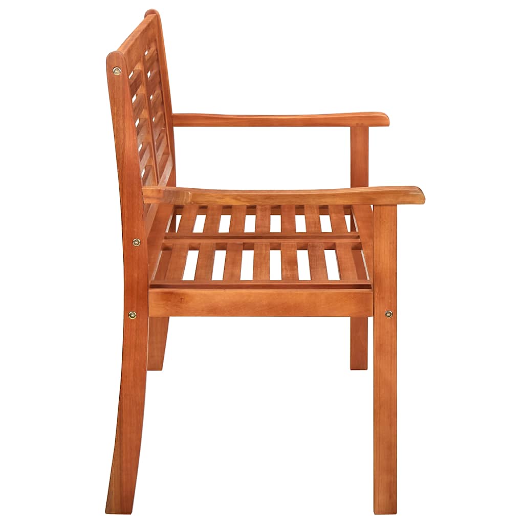 Two-seater garden bench with cushion, 120cm, solid eucalyptus wood