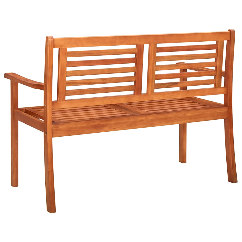 Two-seater garden bench with cushion, 120cm, solid eucalyptus wood