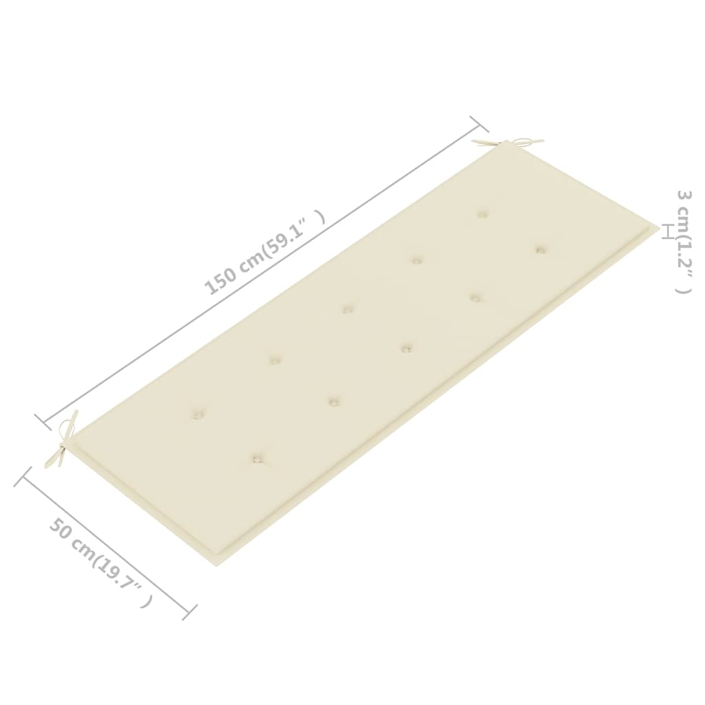 Trīsvietīgs dārza sols ar spilvenu, 150cm, eikalipta masīvkoks