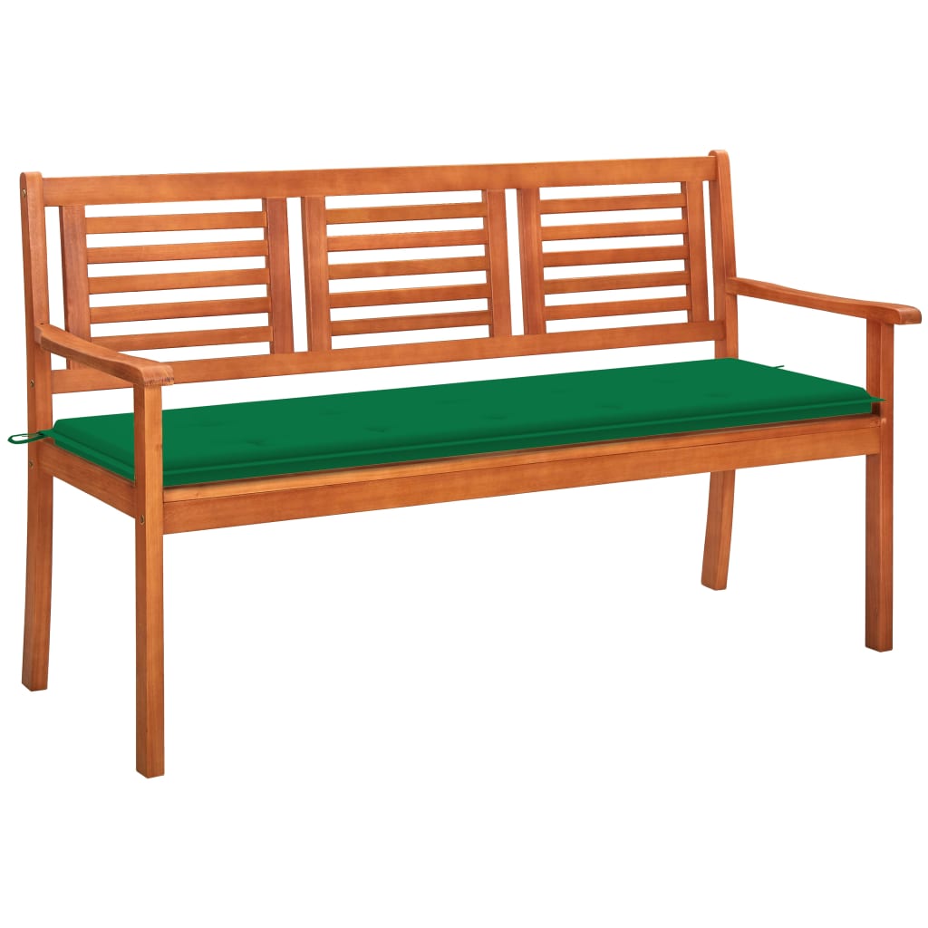 Trīsvietīgs dārza sols ar spilvenu, 150 cm, eikalipta masīvkoks