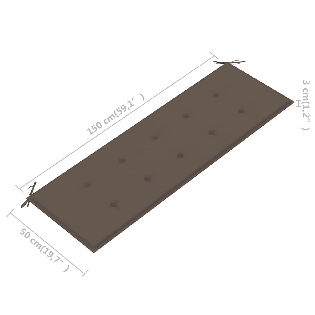 Trivietis sodo suoliukas su pagalve, 150cm, eukalipto masyvas