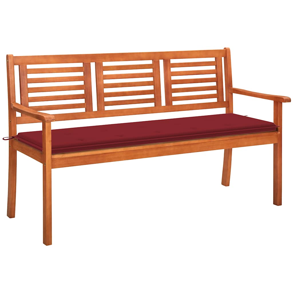 Trīsvietīgs dārza sols ar spilvenu, 150cm, eikalipta masīvkoks