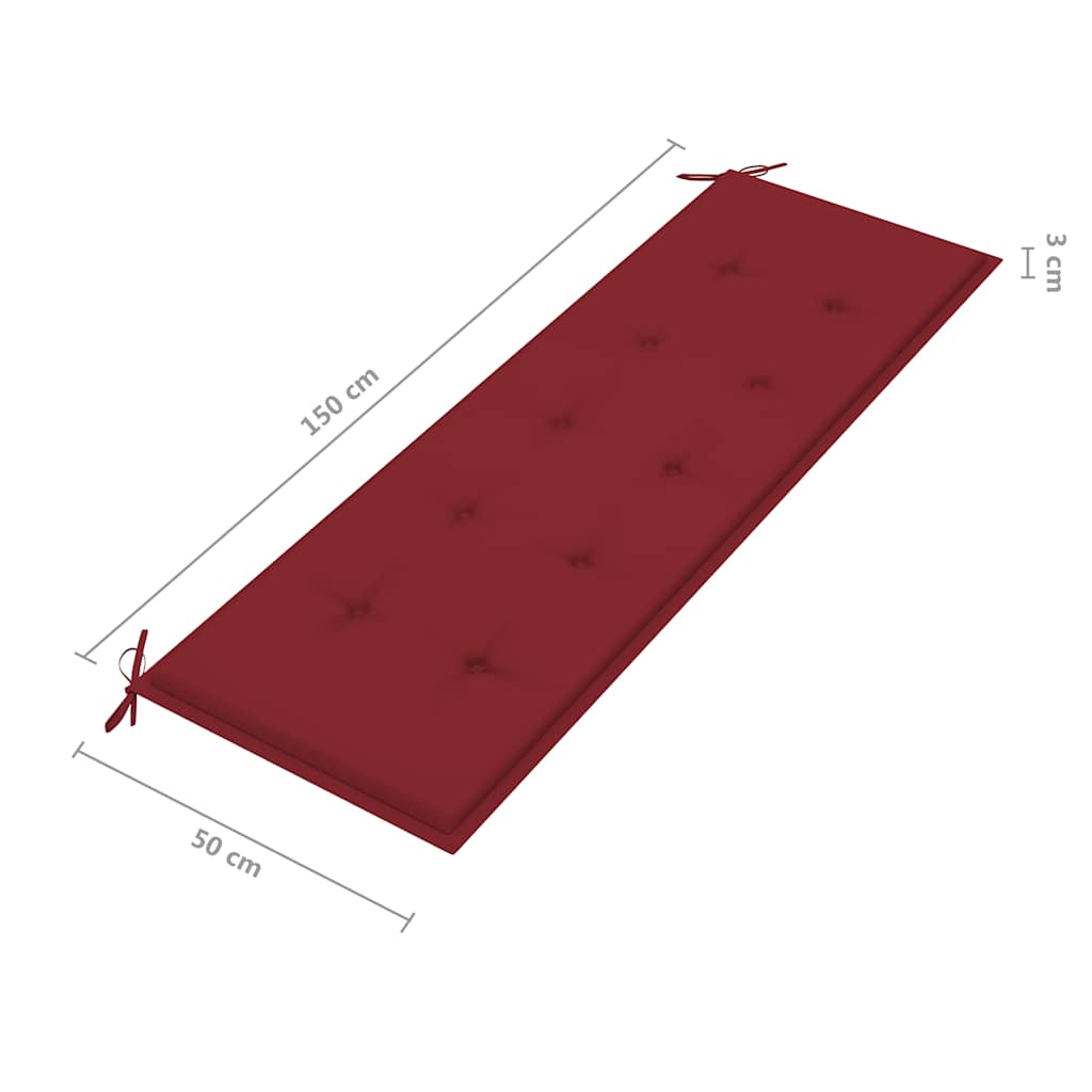 Trīsvietīgs dārza sols ar spilvenu, 150cm, eikalipta masīvkoks