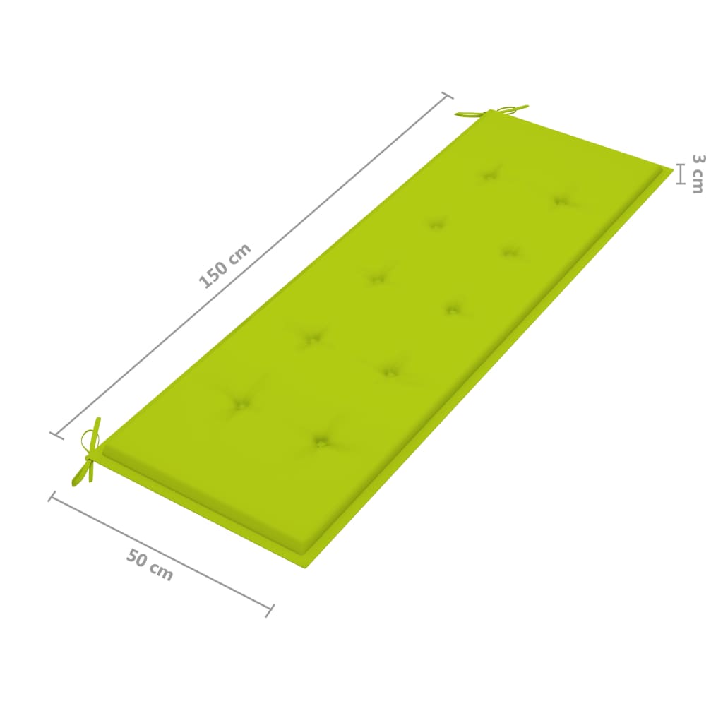 Three-seater garden bench with cushion, 150cm, solid eucalyptus