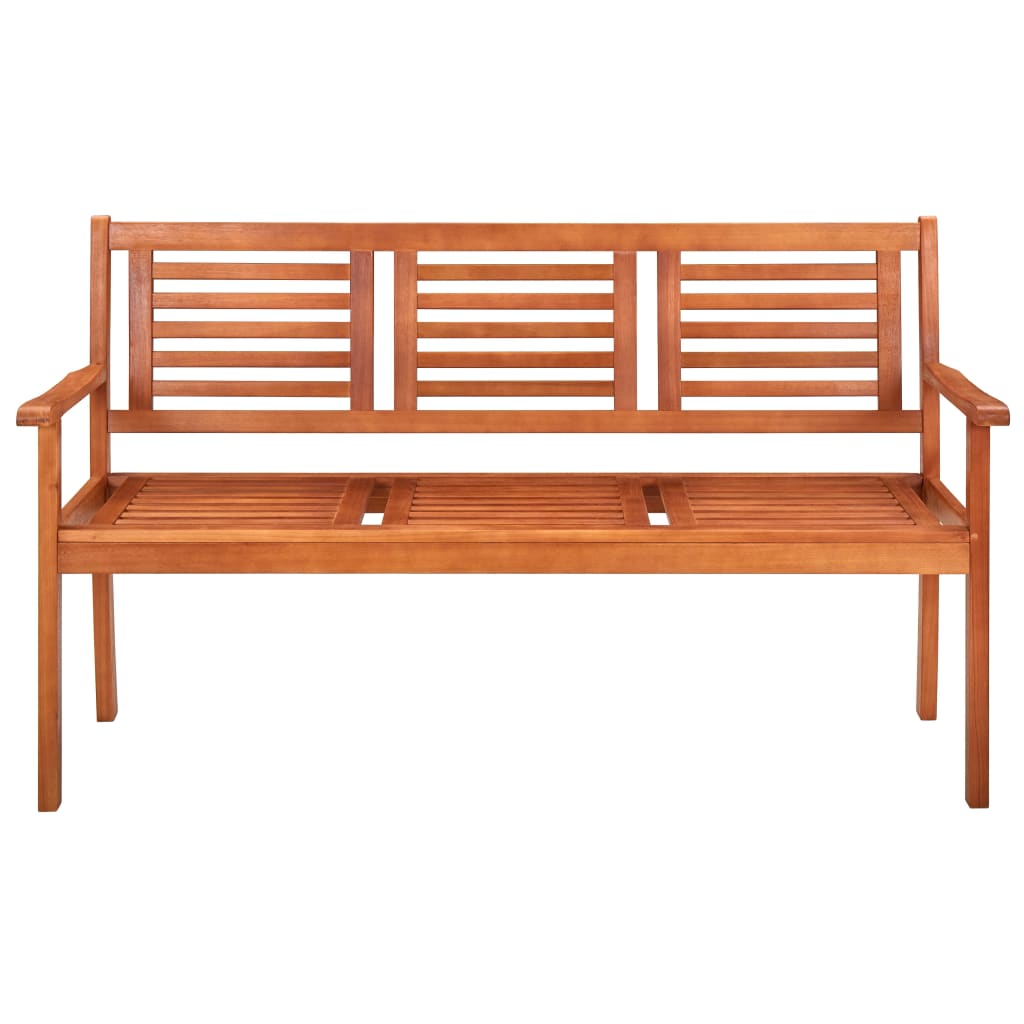 Three-seater garden bench with cushion, 150cm, solid eucalyptus