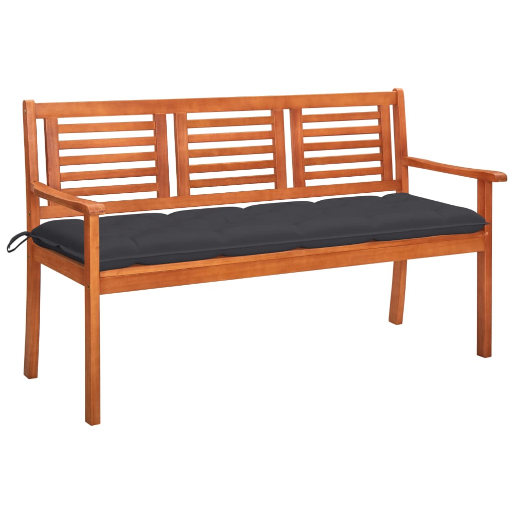 Trīsvietīgs dārza sols ar spilvenu, 150 cm, eikalipta masīvkoks