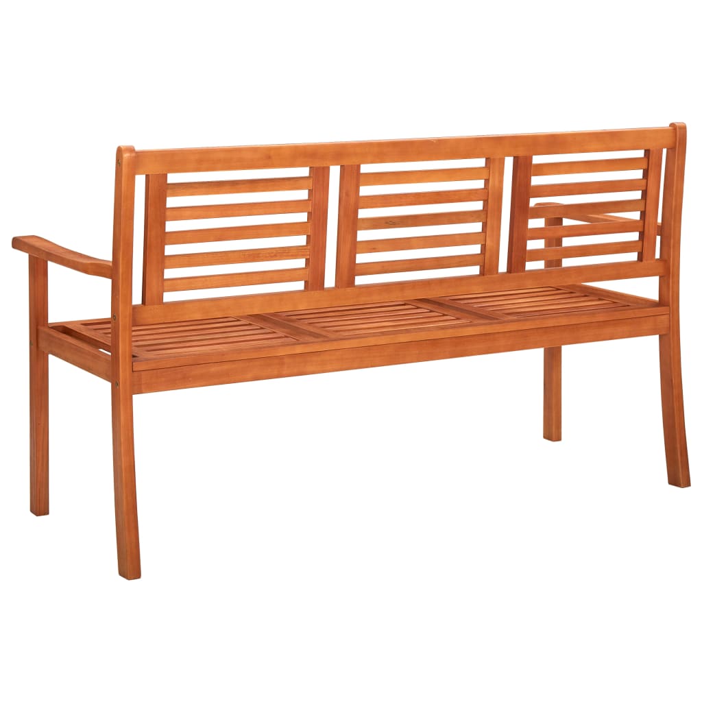 Three-seater garden bench with cushion, 150cm, solid eucalyptus