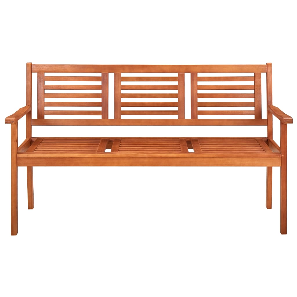 Three-seater garden bench with cushion, 150cm, solid eucalyptus