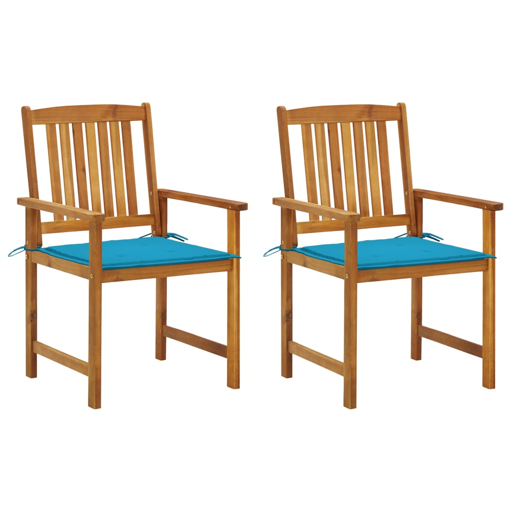 Sodo kėdės su pagalvėlėmis, 2vnt., akacijos medienos masyvas