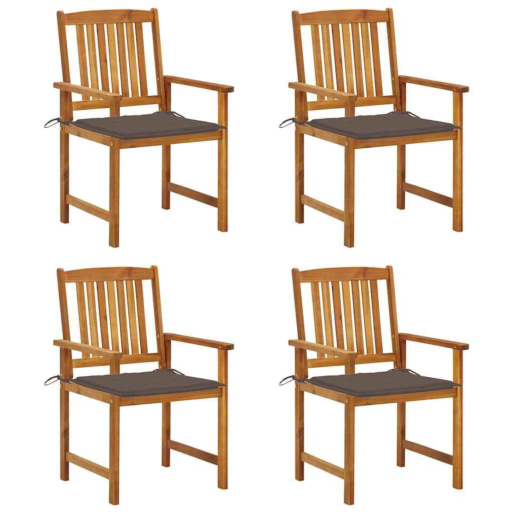 Garden chairs with cushions, 4 pcs, solid acacia wood