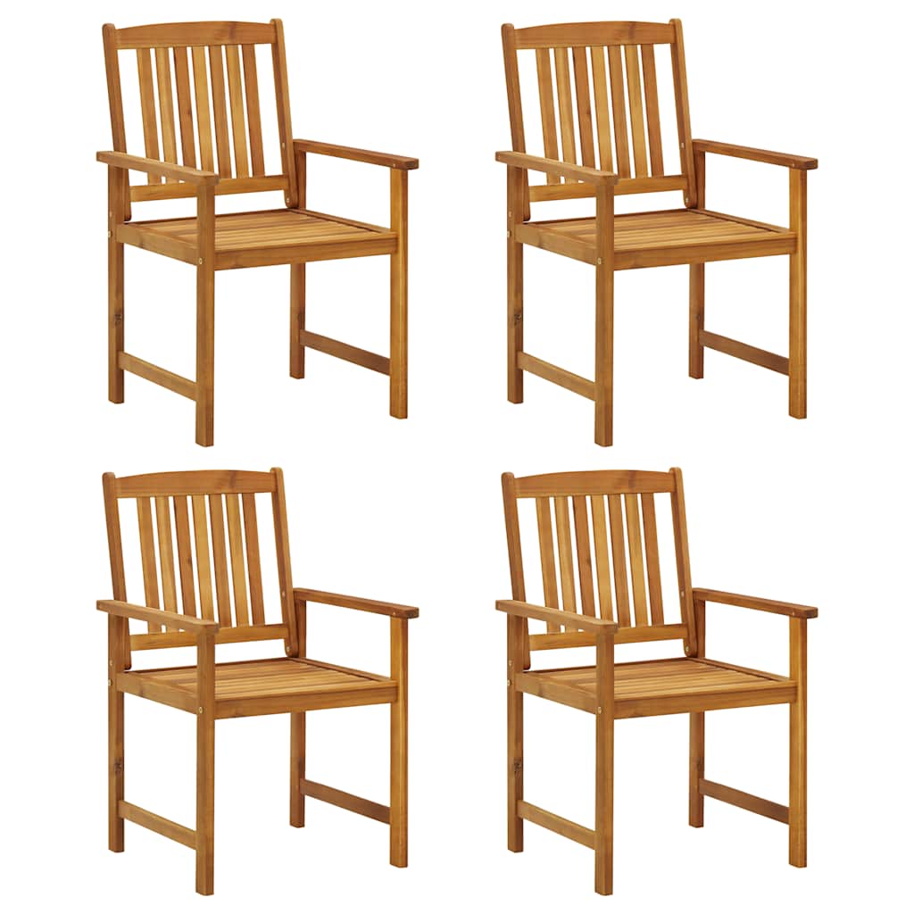 Garden chairs with cushions, 4 pcs, solid acacia wood