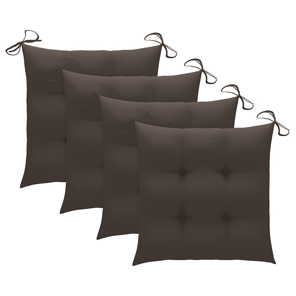Garden chairs with cushions, 4 pcs, grey, solid acacia wood